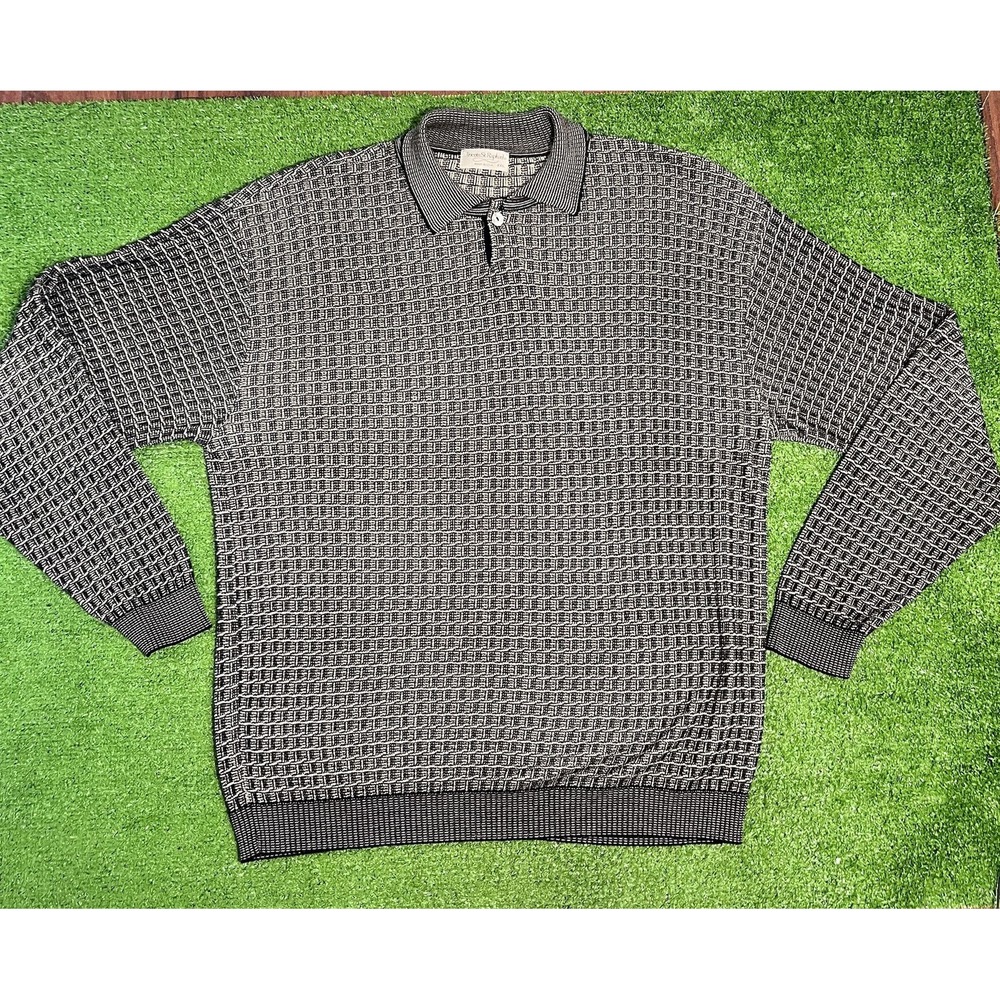 Vintage 70s Knit Polo Sweater 2XL Union Made In USA Rugby Polo Grandpa Core Mint